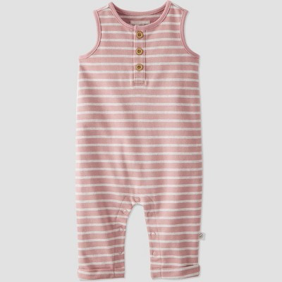 little Planet By Carter's Baby Striped Jumpsuit - Rose Pink Newborn | Target