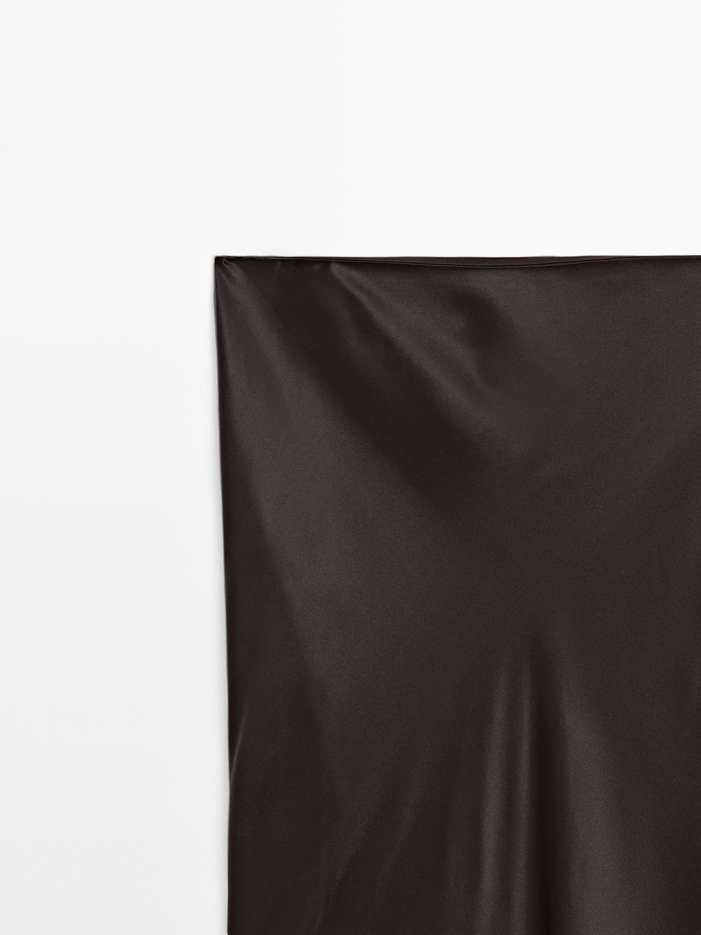 Satin lace-trimmed midi skirt - STUDIO | Massimo Dutti UK