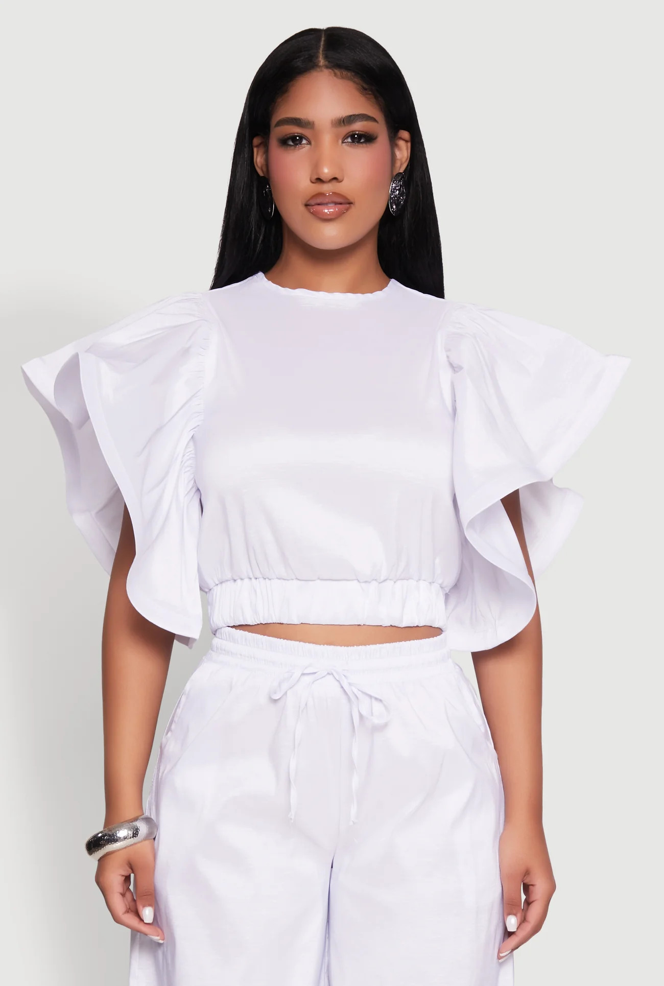 Flutter Sleeve Crop Top | Rainbow Shops