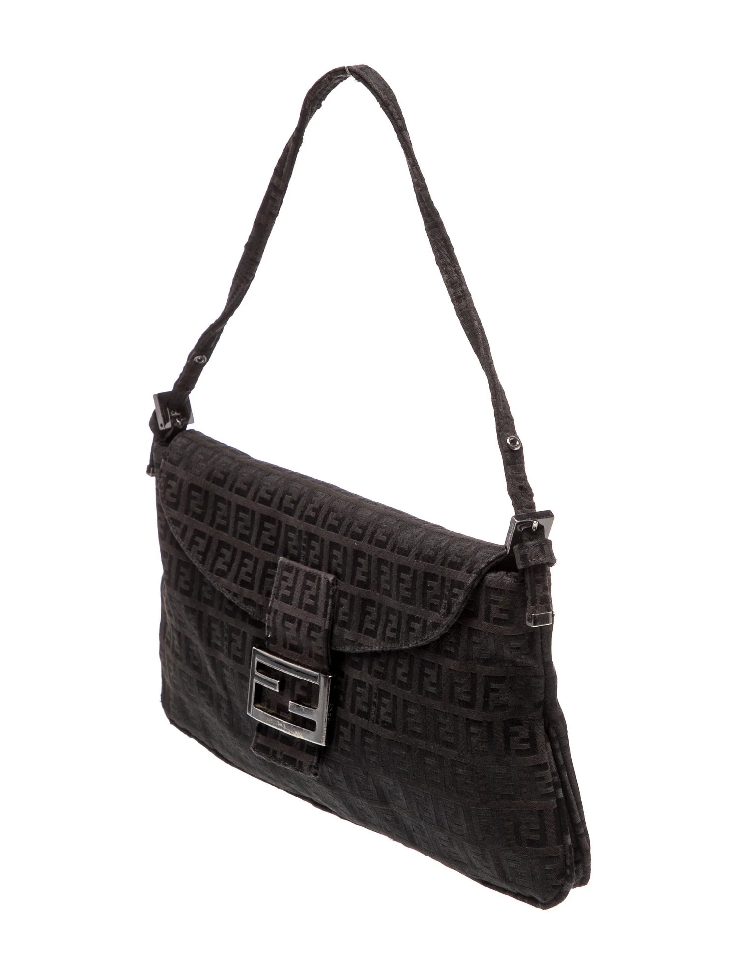 Fendi Zucchino FF Double Flap Baguette - Brown Shoulder Bags, Handbags - FEN429127 | The RealReal | The RealReal