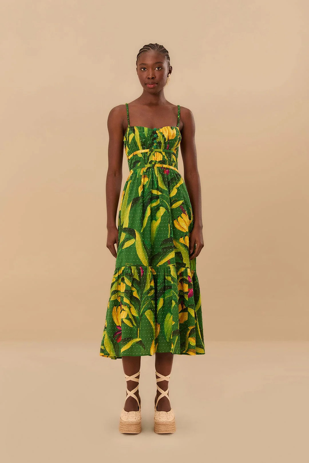 Green Banana Aquarela Midi Dress | FarmRio (US)