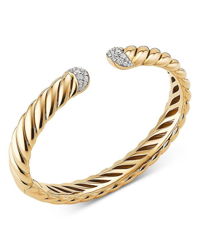 18K Yellow Gold & Diamond Sculpted Cable Cuff Bracelet | Bloomingdale's (US)