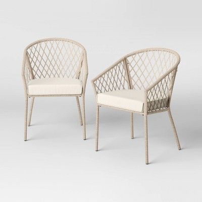 Exmore 2pk Washed Rattan Barrel Patio Dining Chairs - Threshold™ | Target
