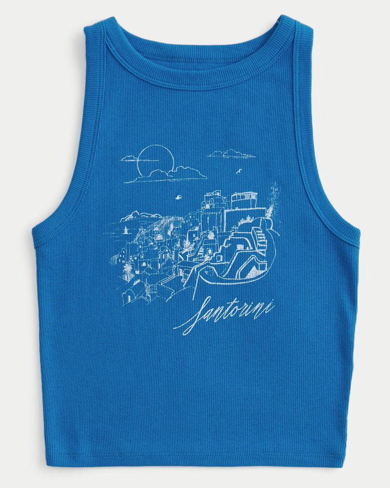 Women's Ribbed Santorini Graphic High-Neck Tank from Hollister | Hollister (US)
