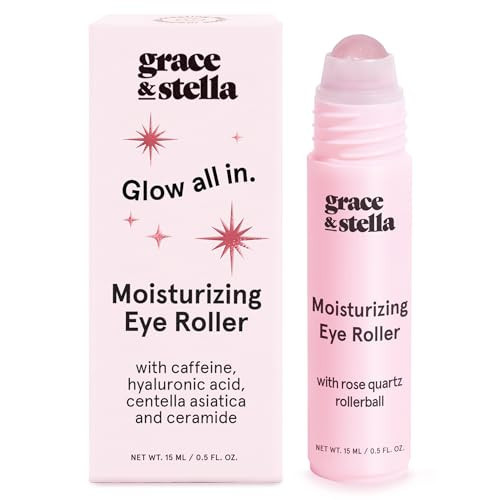 grace & stella Under Eye Brightener with Rose Quartz Rollerball - Centella Asiatica & Caffeine Under Eye Serum for Dark Circles & Puffiness - Travel Essentials, Gifts for Women, Vegan (15ml/0.51floz) | Amazon (US)