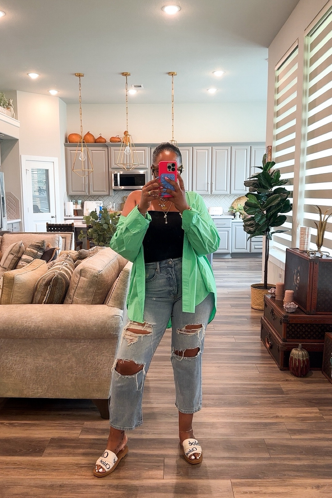 
Jeans-  tts 8
Tube top-  medium 
Slides-  tts 
Button down-  medium 

Everyday outfit - spring outfit - summer outfit - vacation outfit - travel - jeans - high waisted jeans - tube top- slides -  #ltkmidsize #ltksalealert #ltkstyletip    