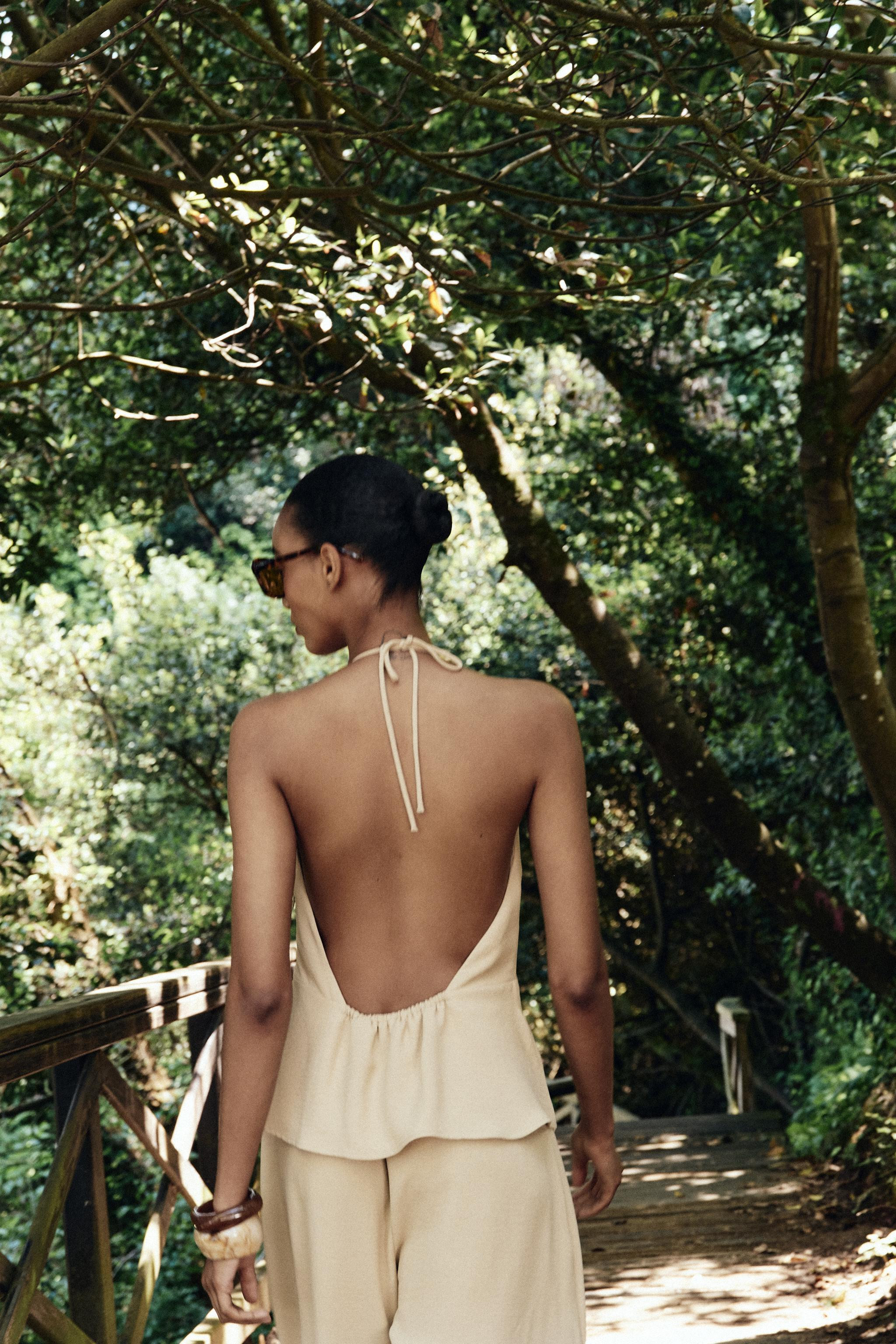 HALTER TWO-PIECE EFFECT LONG JUMPSUIT | Zara US