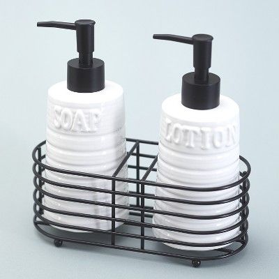 Lakeside Soap and Lotion Bottle Dispenser Set with Storage Caddy - 3 Pieces | Target