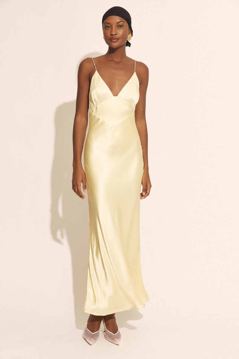 capri diamonte slip dress in canary yellow | Bardot (US)