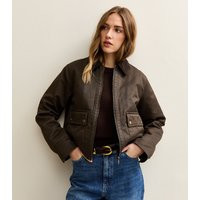 Women's Brown Waxed Corduroy Collar Barn Jacket New Look | New Look (UK)