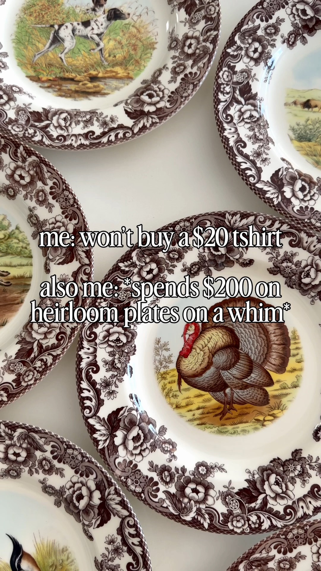 Apparently I’ll talk myself out of a $20 shirt but heirloom dinnerware? Add to cart immediately. 🤎🍂

I’ve officially entered my collecting pieces we’ll use for Thanksgiving for years to come era, and these Spode Woodland plates are even prettier in person. I love the idea of slowly building a Thanksgiving table full of pieces my girls will grow up seeing every year—and hopefully one day associate with home. 🥹

Linking my Spode Woodland dinnerware + heirloom Thanksgiving finds here!

#SpodeWoodland #SpodeDinnerware #ThanksgivingDinnerware #ThanksgivingTable #ThanksgivingDecor #FallTablescape #HeirloomHome #HeirloomPieces #TraditionalHomeDecor #ThanksgivingTableSetting #FallHomeDecor #CollectedHome #LTKHome #LTKFinds

#LTKfoodie #LTKHome #LTKmomlife