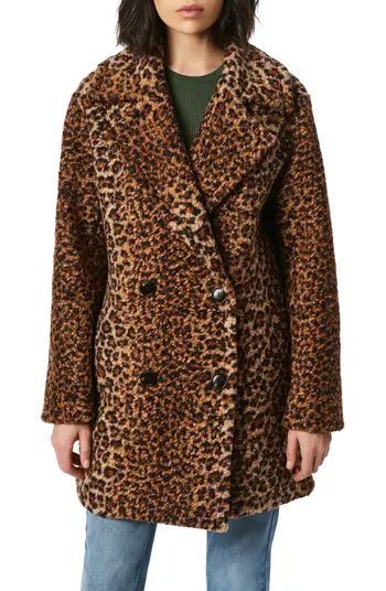Animal Print Double Breasted Bouclé Coat | Nordstrom
