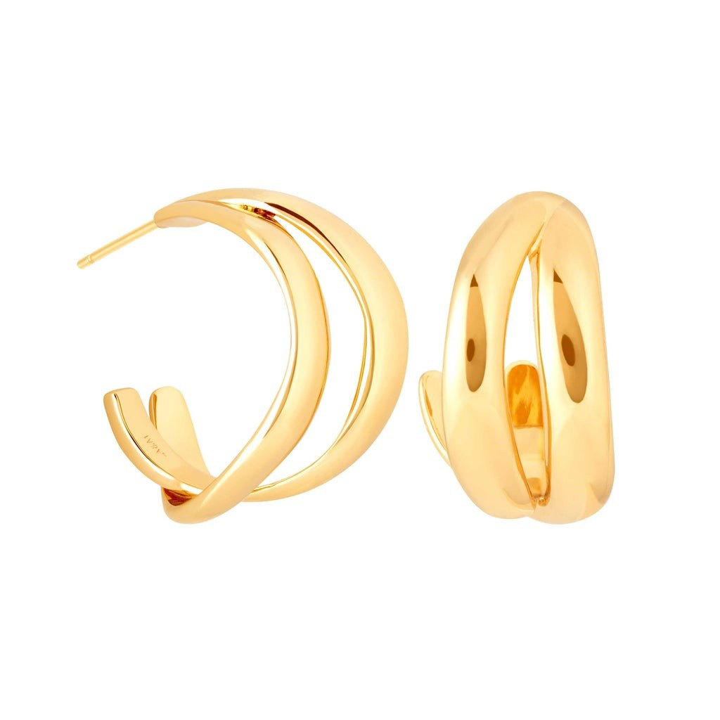Molten Duo Large Hoops in Gold | Astrid and Miyu