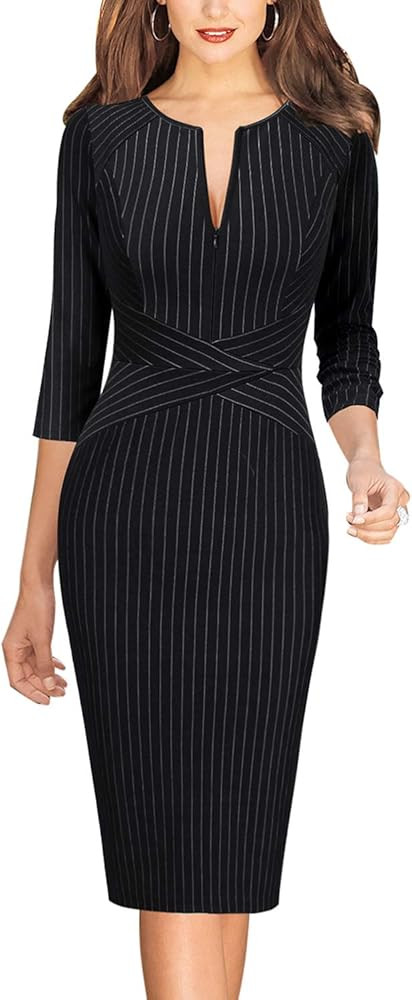 VFSHOW Womens Slim Zipper Up Work Business Office Party Bodycon Pencil Sheath Dress | Amazon (US)