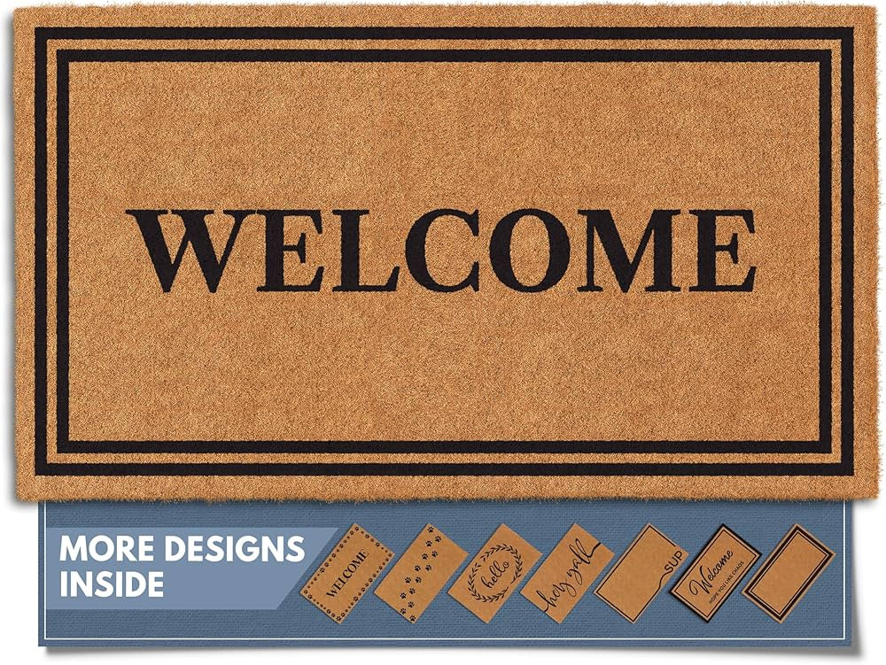Barnyard Designs Natural Coco Coir Heavy Duty Backing Doormat - Large Cute Non-Slip Front Door We... | Amazon (US)