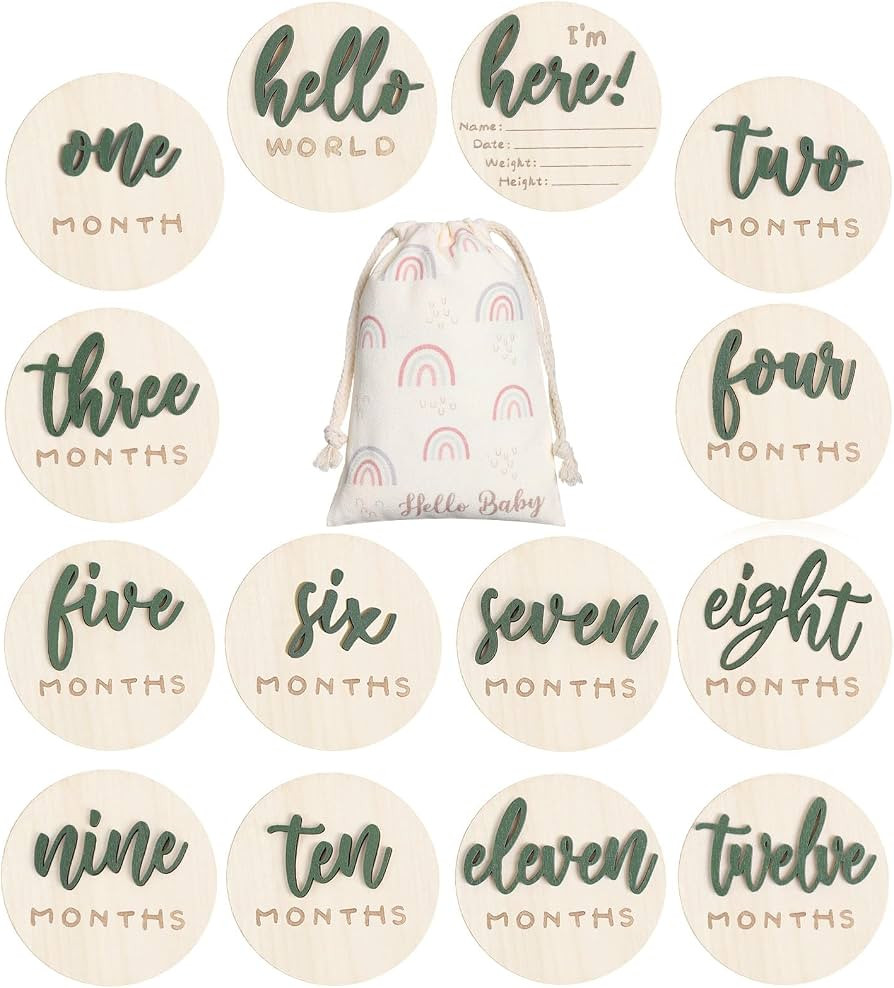 7 Pack 3D Baby Monthly Milestone Card Signs Baby Announcement Sign Double Sided Hello World Newbo... | Amazon (US)