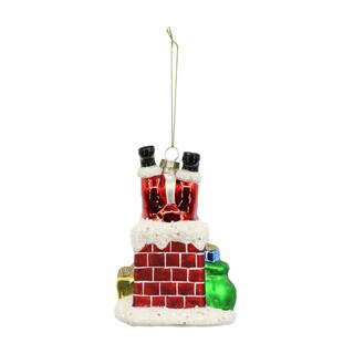 5" Santa in Chimney Glass Ornament by Ashland® | Michaels Stores