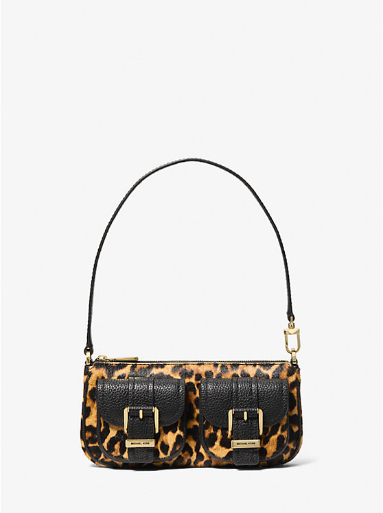 Zoe Small Leopard Print Calf Hair Pochette | Michael Kors US