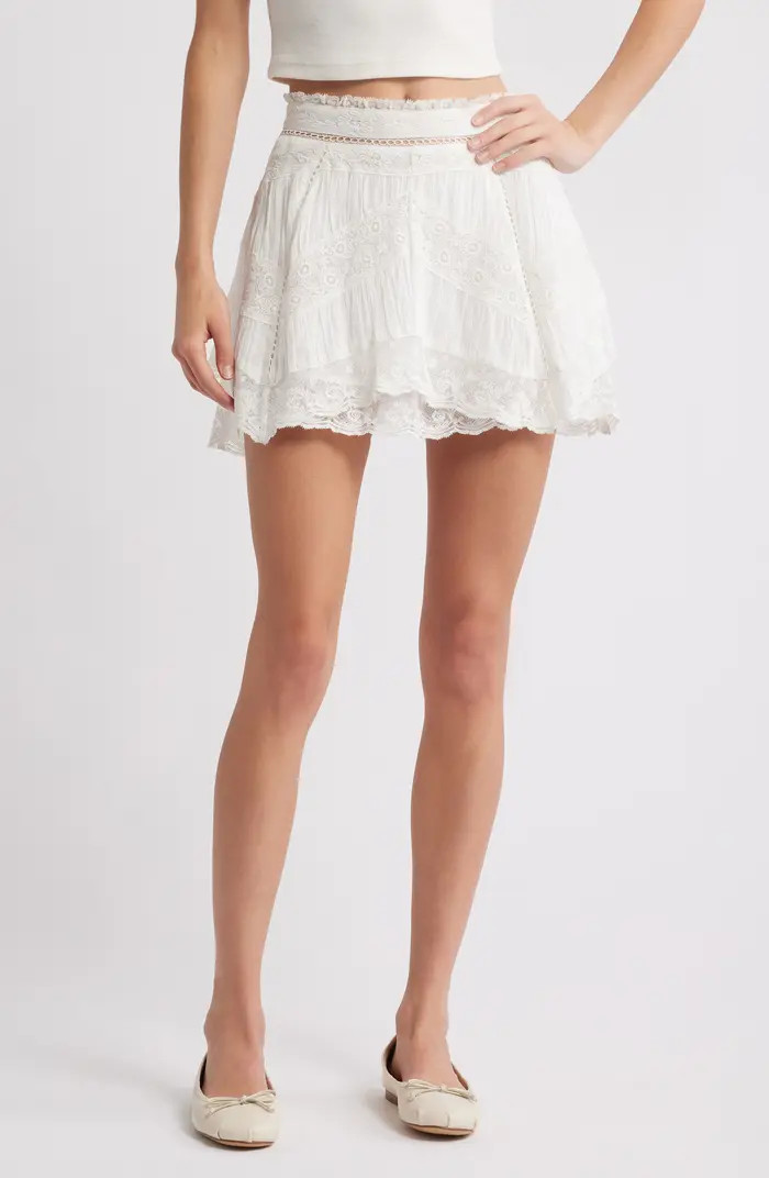 Idal Mixed Media Cotton Lace Miniskirt | Nordstrom