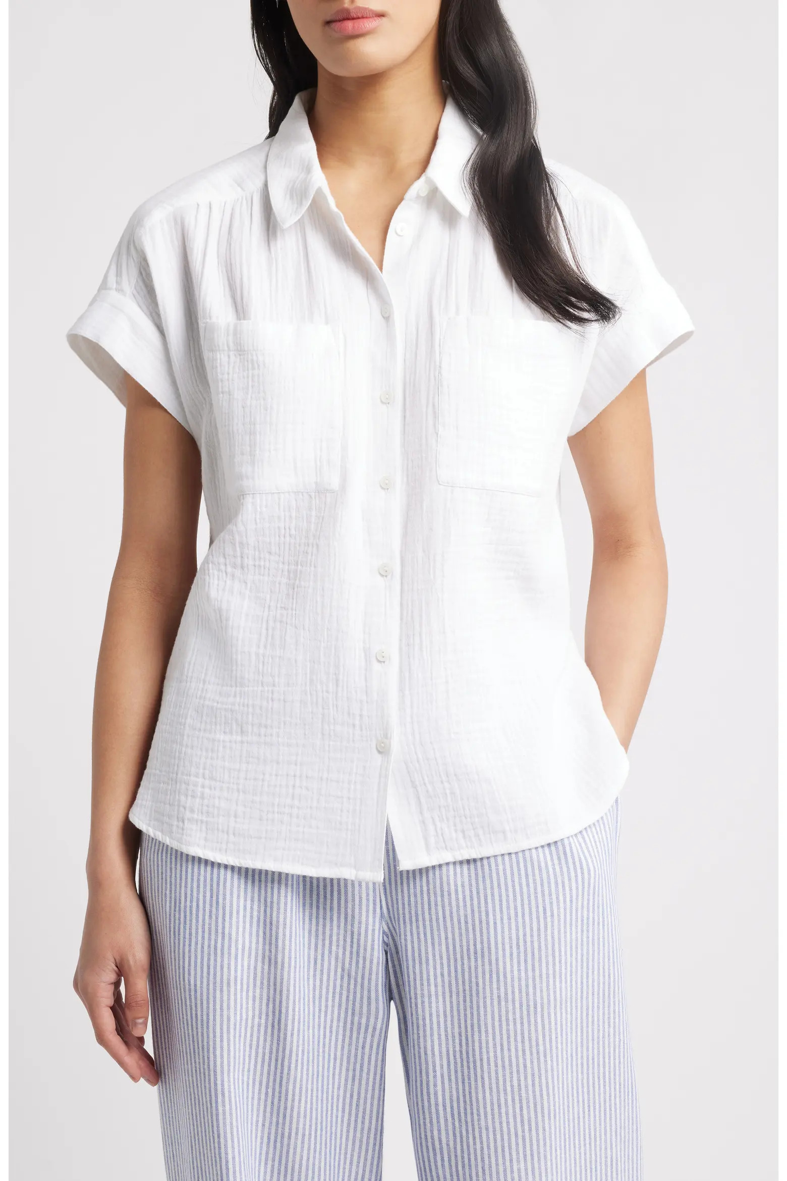 Cotton Gauze Button-Up Shirt (Women) | Nordstrom | Nordstrom