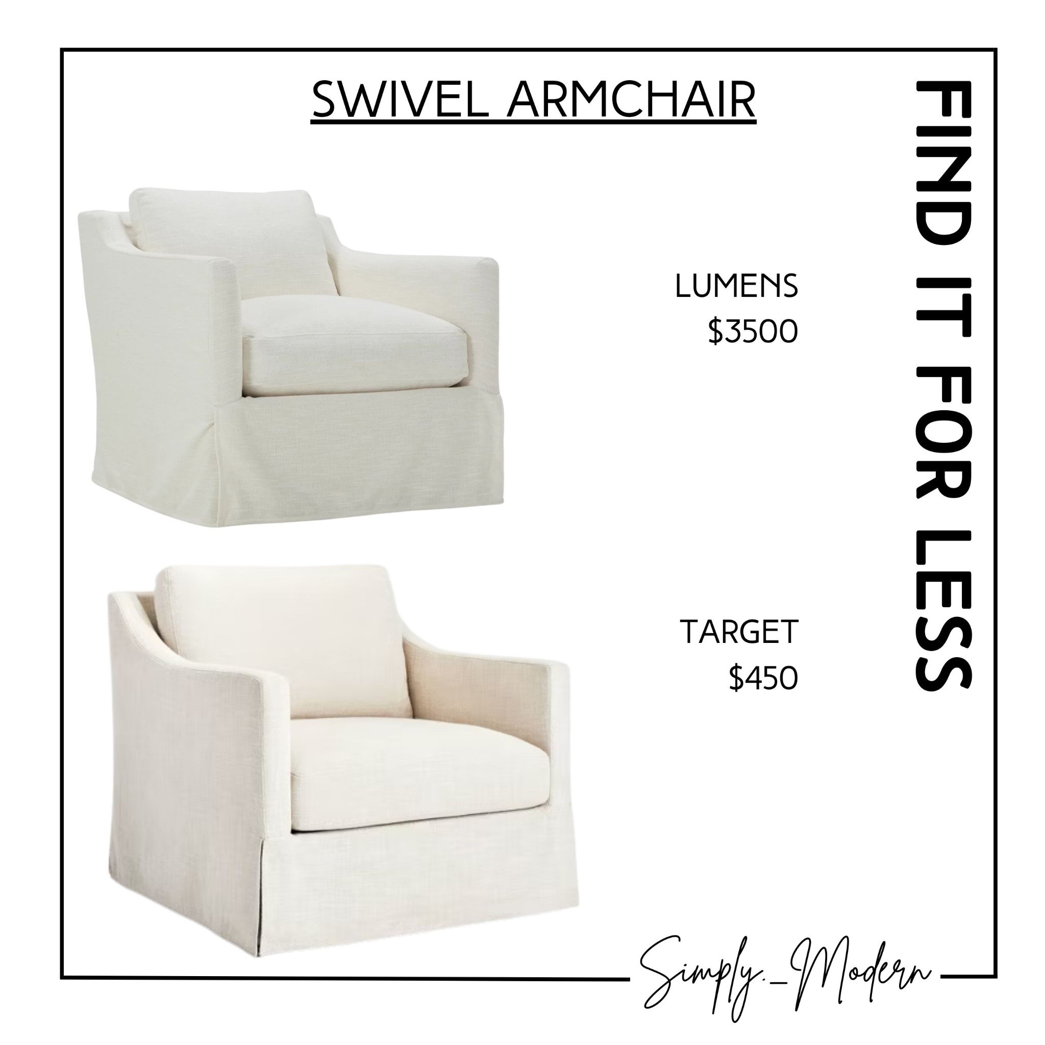 Find it for less- slipcovered look swivel armchair 

#LTKHome