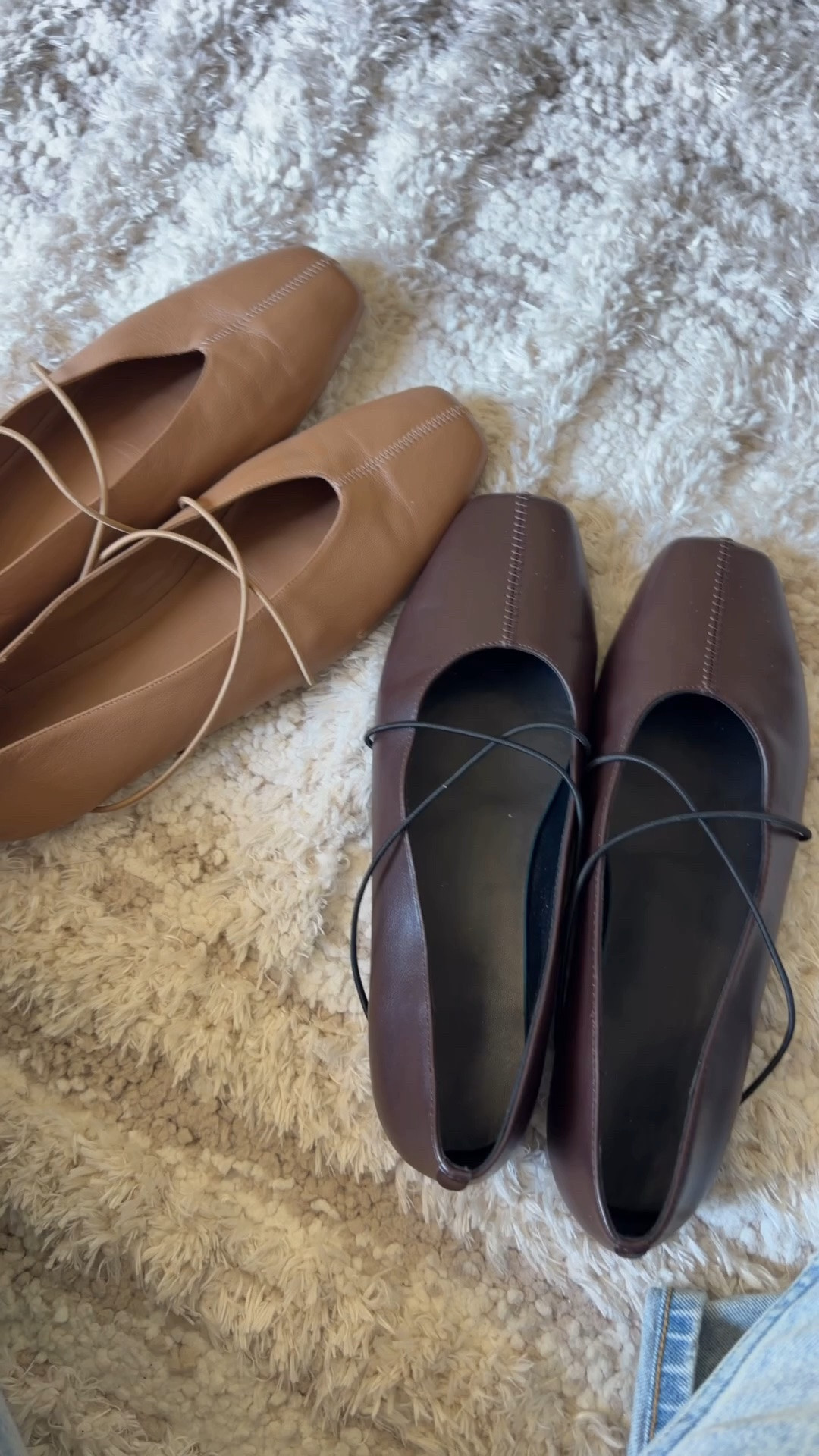 The $300 pair are a nice soft leather and the $54 pair are comfy and so cute!! They are both true to size

#LTKootd #LTKNYFW #LTKmomlife