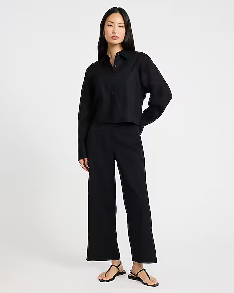 Editor Linen-blend Mid Rise Ankle Trouser | Express