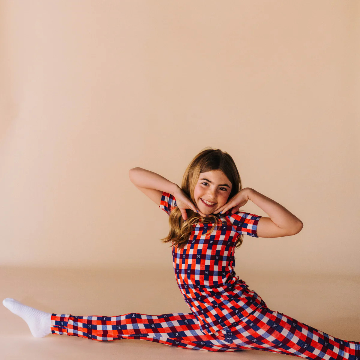 Gingham Bow Kids Bamboo Pajama Set | Staykation | Staykation