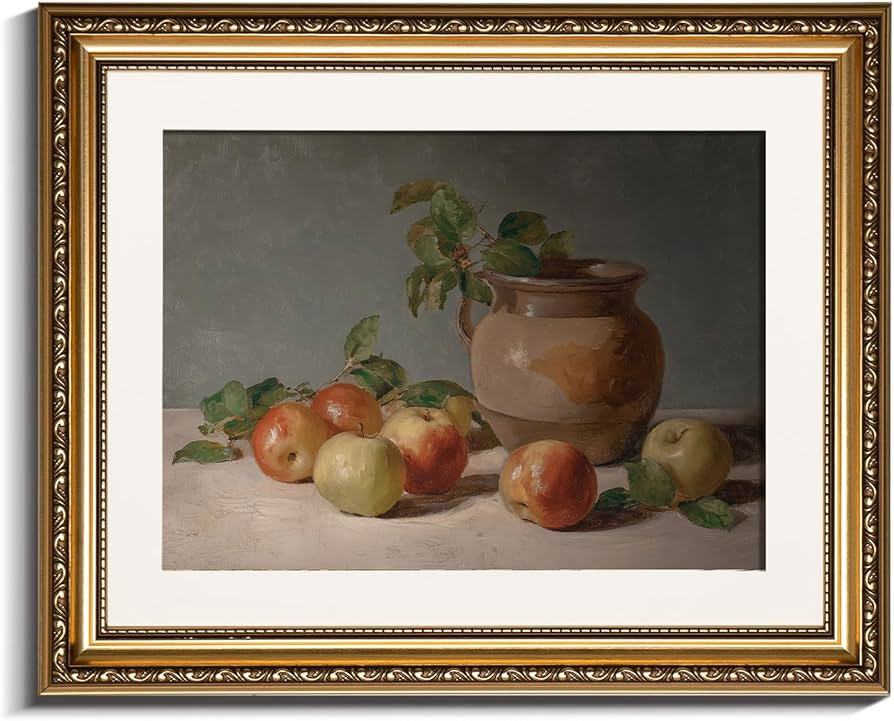 InSimSea Gold Framed Wall Art, Vintage Apple Jar Kitchen Wall Shelf Decor, Still Life Canvas Prin... | Amazon (US)