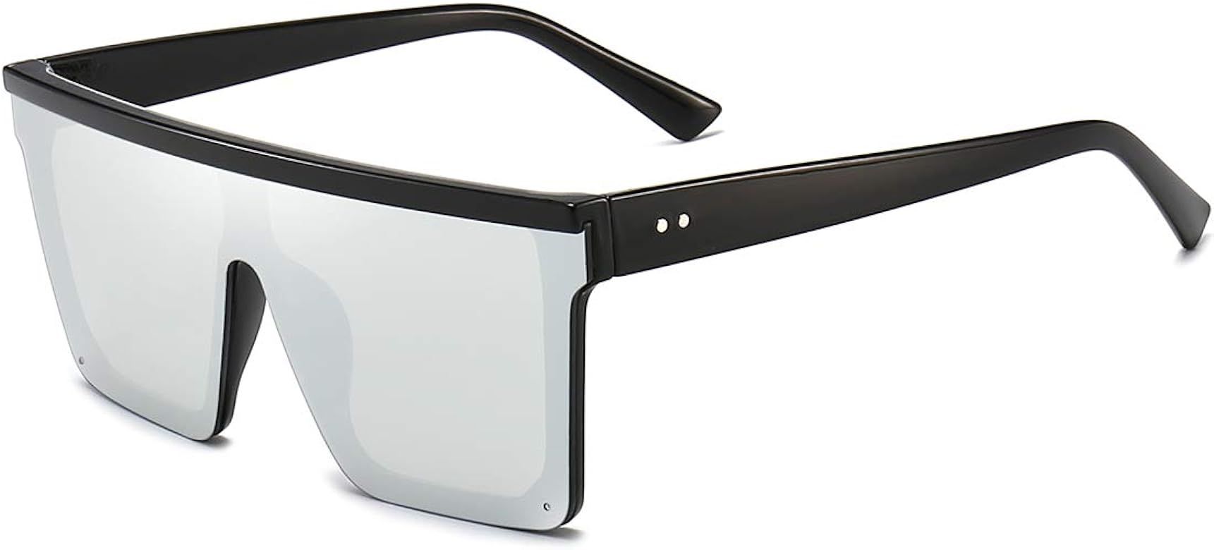 Dollger Square Oversized Sunglasses for Women Men Fashion Flat Top Big Black Frame Shades | Amazon (US)