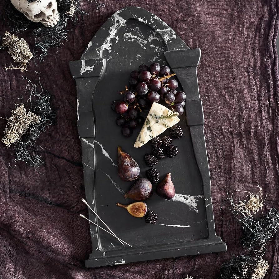 Reallnaive Coffin Marble Charcuterie Board Black Tombstone Marble Serving Board Halloween Charcut... | Amazon (US)
