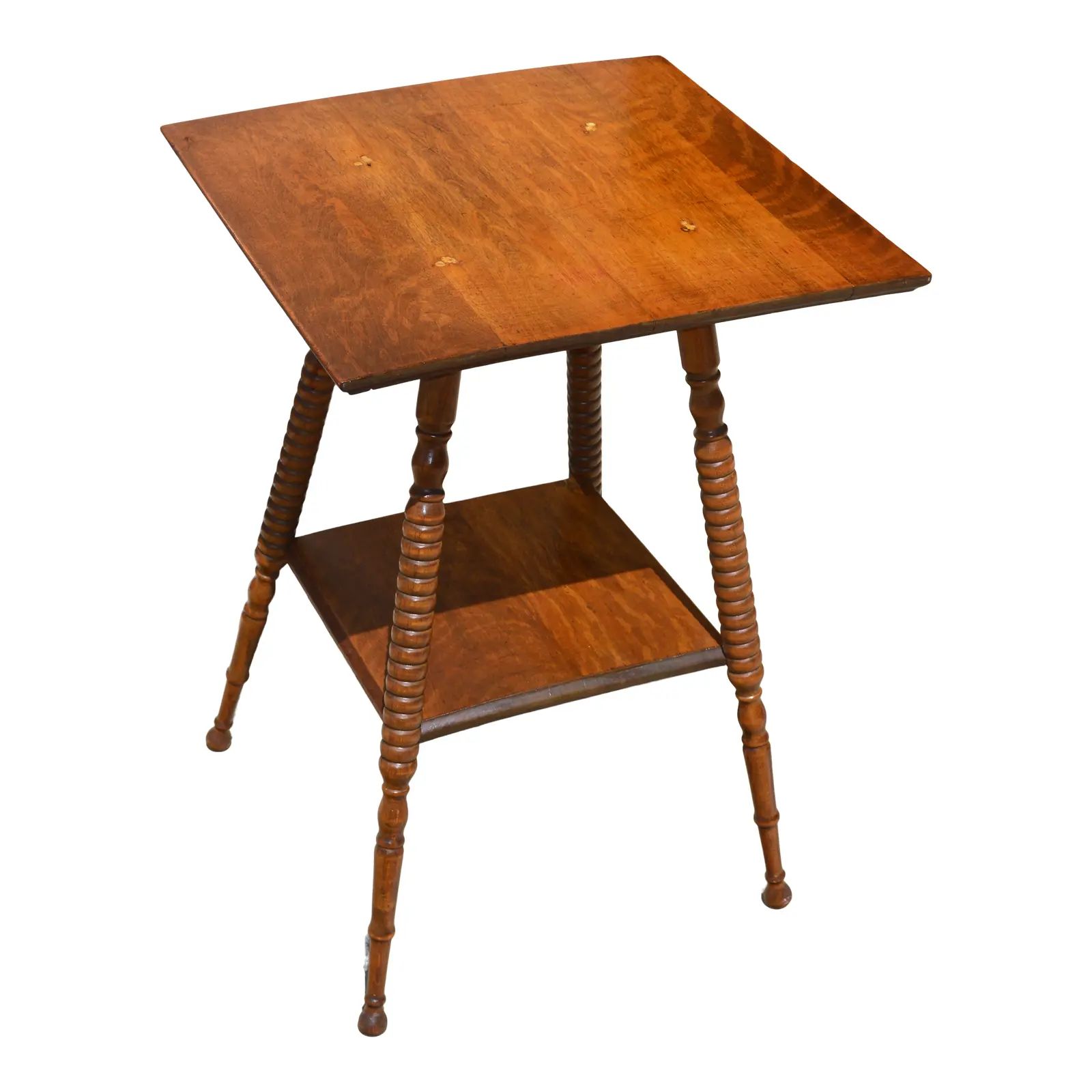 Vintage Spool Leg Oak Table | Chairish
