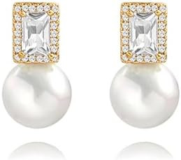 18K Gold Love Knot Stud Earrings for Women Statement Button Pearl Stud Earrings Minimalist Cute S... | Amazon (US)