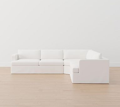 Serene Slipcovered 3-Piece L-Shaped Wedge Sectional | Pottery Barn (US)