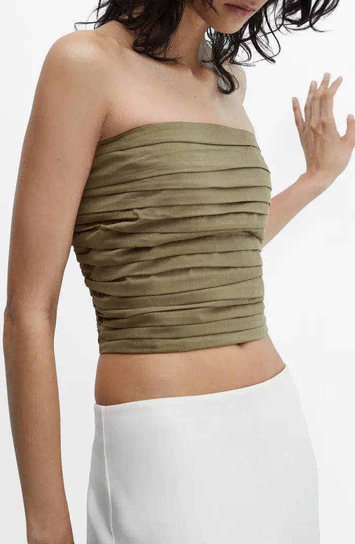 MANGO Angie Ruched Strapless Crop Top | Nordstrom | Nordstrom