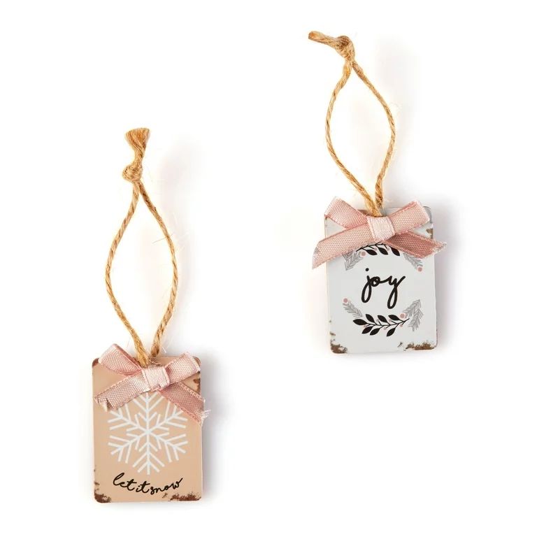 Holiday Time Christmas Tree Mini Ornaments, Rustic Messages, 6 Count - Walmart.com | Walmart (US)