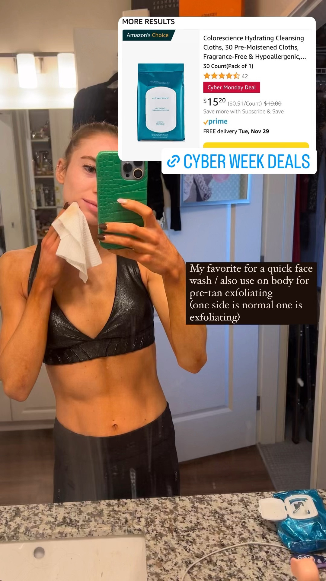 Quick face wash exfoliate 
On the go beauty 
Post workout 
Colorescience 

#LTKunder100 #LTKsalealert #LTKCyberweek