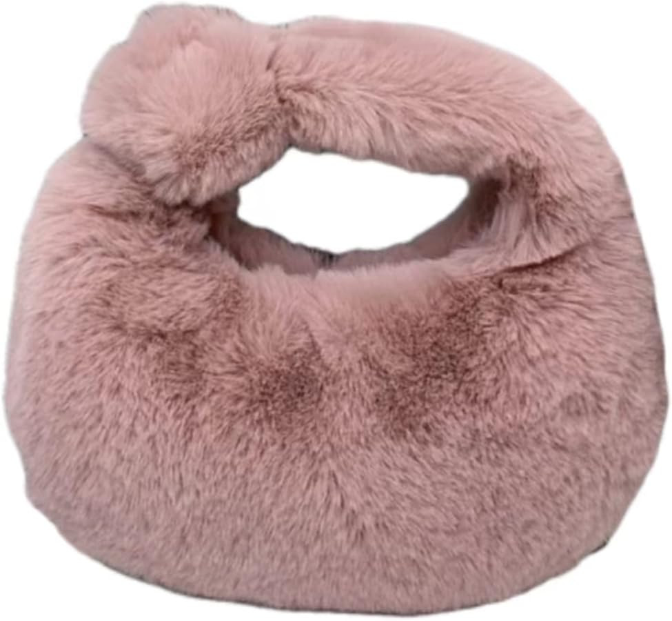 XPONNI Fuzzy Dumpling Bags, Cute Fluffy Y2k Handbags, Soft Knotted Faux Fur Bags with Zipper | Amazon (US)