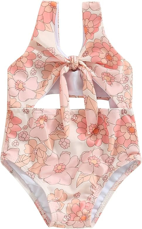 Toddler Baby Girl One-Piece Swimsuit Sleeveless Floral Shell Print Summer Bathing Suit Cute Swimw... | Amazon (US)
