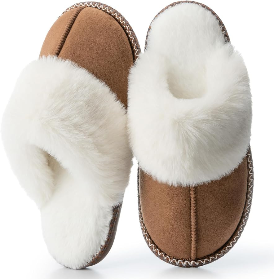 GOEWY Fuzzy Slippers for Women Memory Foam House Shoes Warm Gifts     Fluffy Slippers,Cozy,Faux F... | Amazon (US)