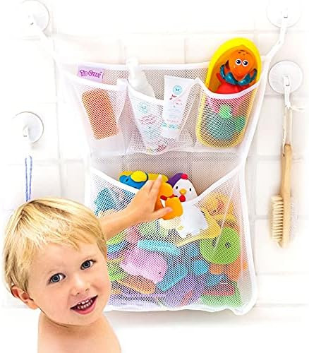 Tub Cubby Baby Bath Toy Storage for Bath Tub Toys - 14" x 20" Hanging Mesh Toy Holder with Suctio... | Amazon (US)