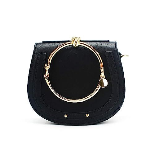 Women Punk Circular Ring Handle Handbags Small Round Purse Crossbody Bags for Girls | Amazon (US)