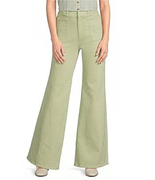 A Loves A High Rise Lattice Pocket Wide Flare Leg Jeans - 31 | Dillard's