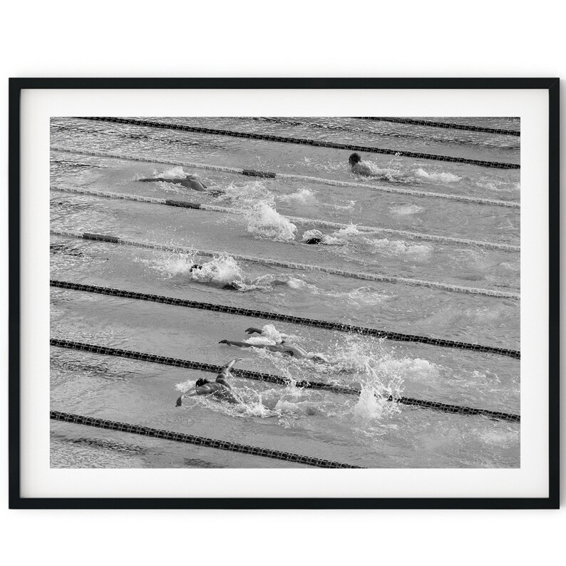 Black and White Photo Instant Digital Download Wall Art Print Swimming Race Image - Etsy | Etsy (US)