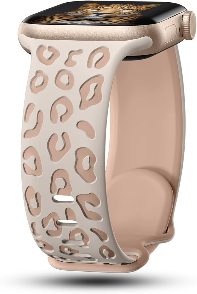 CreateGreat Engraved Leopard Bands Compatible with Apple Watch Band 40mm 41mm 38mm 42mm 44mm 45mm... | Amazon (US)