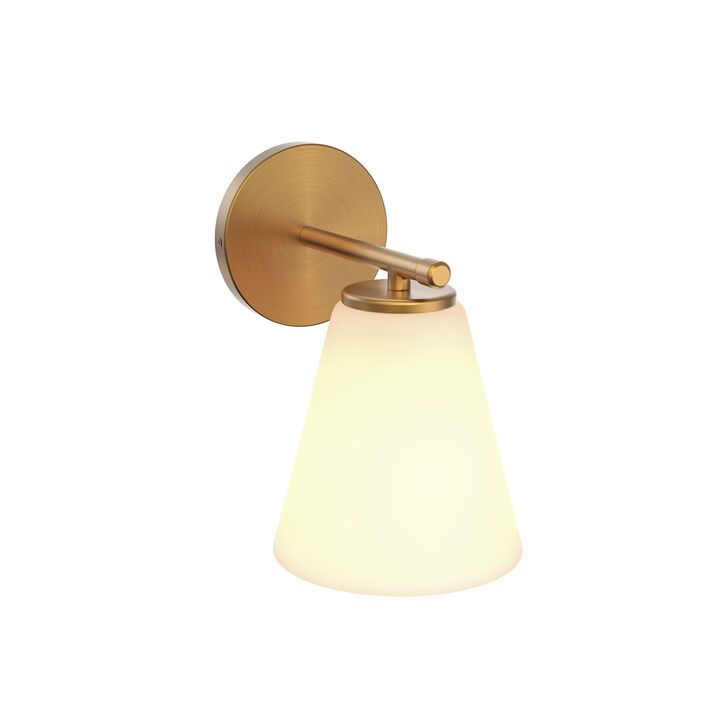 Carlisle Vanity Wall Sconce - Brushed Brass with Opal Glass | Lights.com