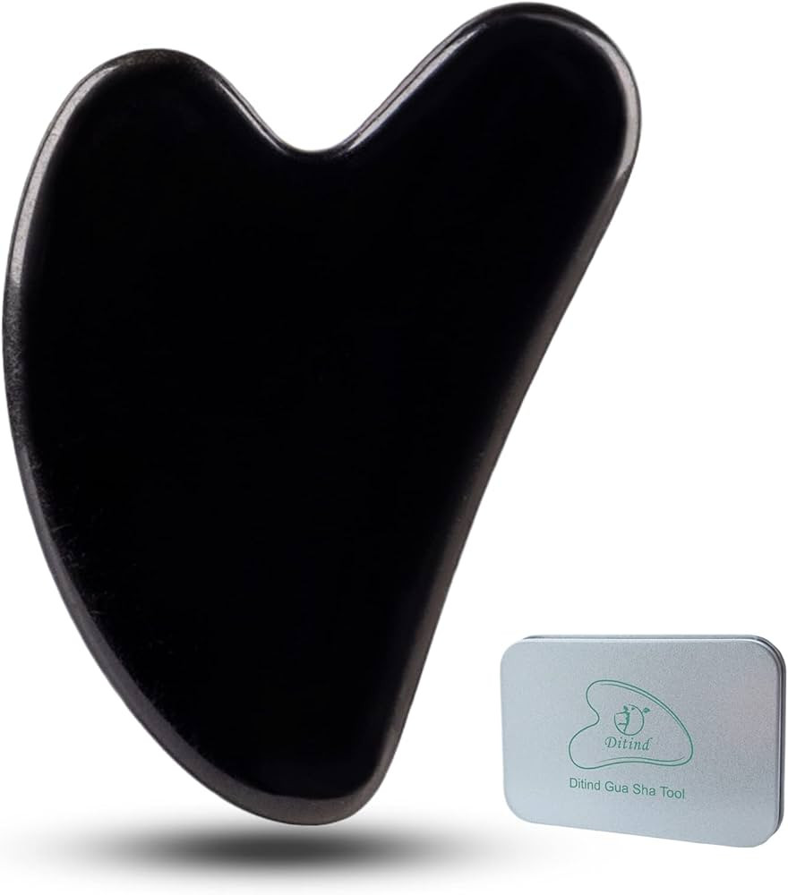 Gua Sha Facial Tools, Black Obsidian Gua Sha Massage Tool, Natural Jade Guasha Tool for Face and ... | Amazon (US)