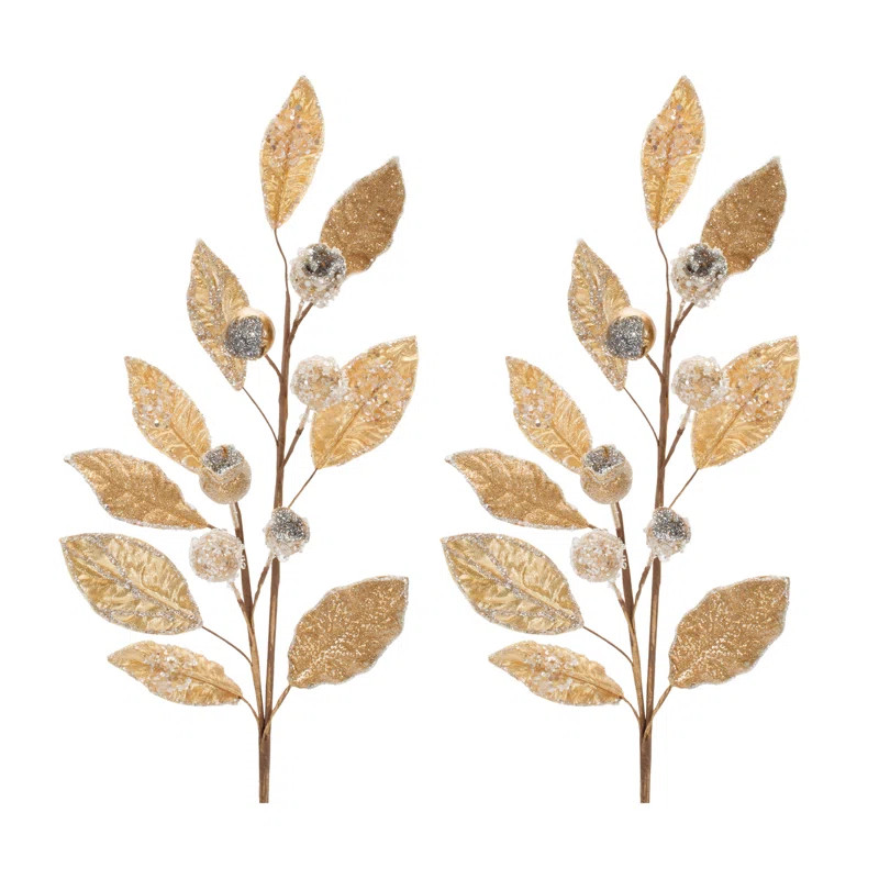 Beaded Burgandy Leaf Stem (Set of 2) | Wayfair North America
