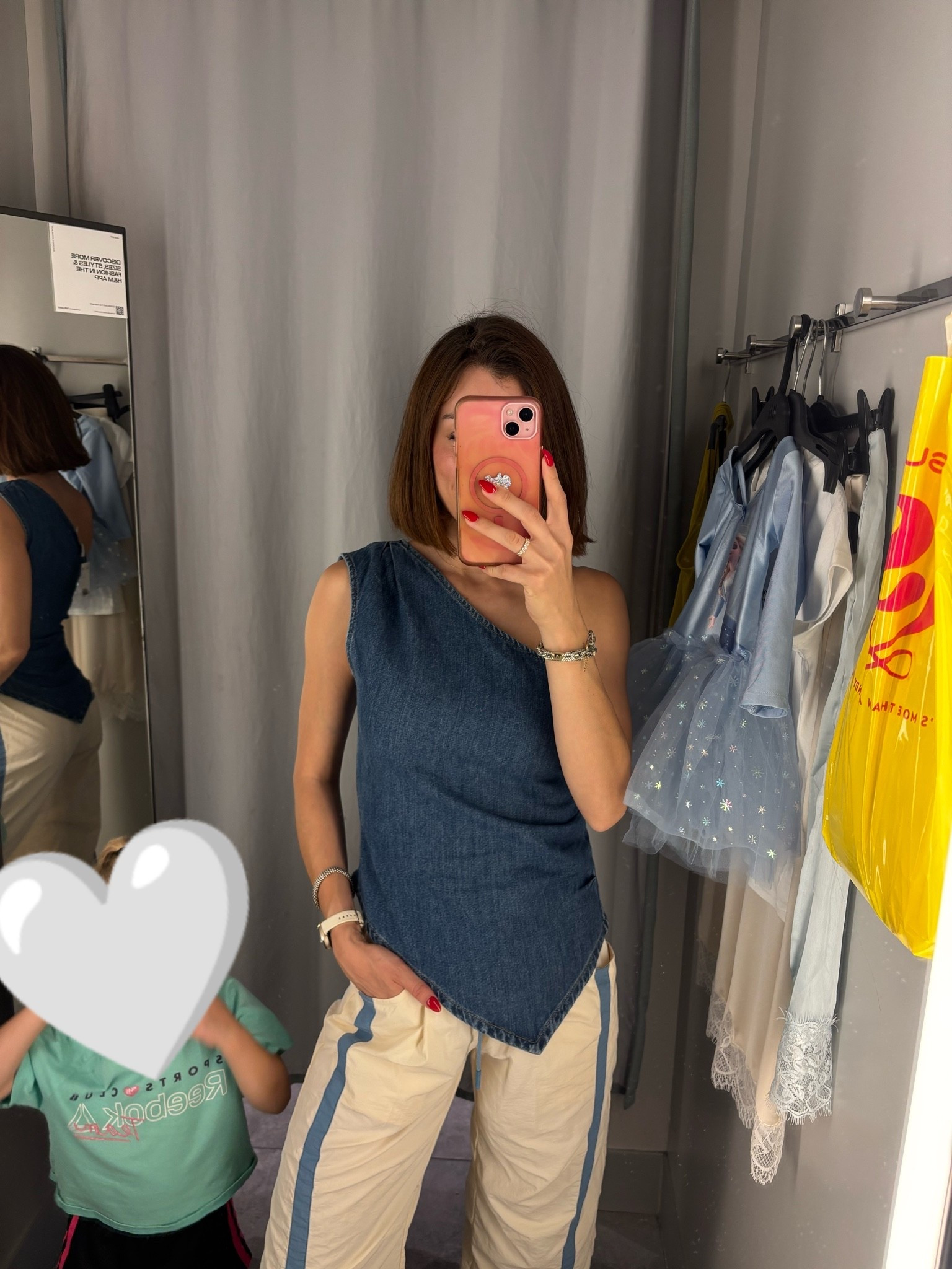 Cute denim top! Wearing size S