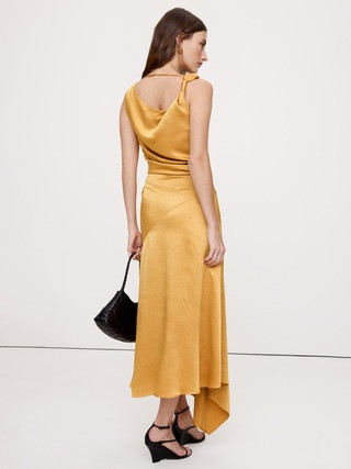 Hammered Satin Twist-Shoulder Dress | Banana Republic (US)